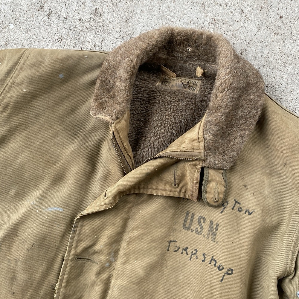 Vintage WW2 US Navy N-1 Deck Jacket Medium 38, Stencil N1